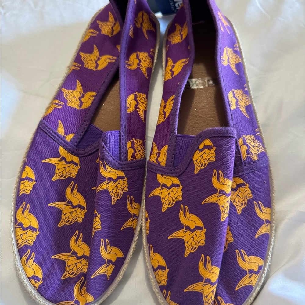NFL Purple Slip-Ons Minnesota Vikings with Yellow Viking Design